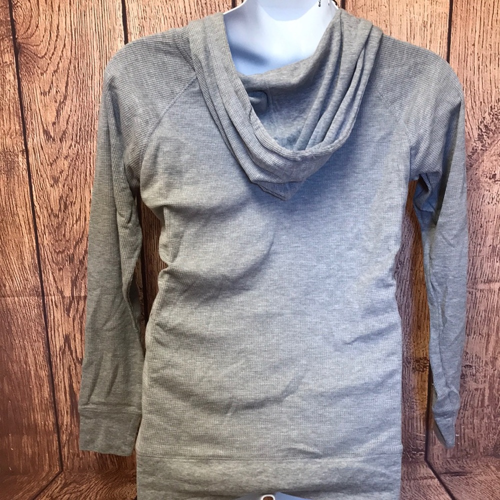 Gray zippered sweatshirt hoodie with pockets - Picture 2 of 2